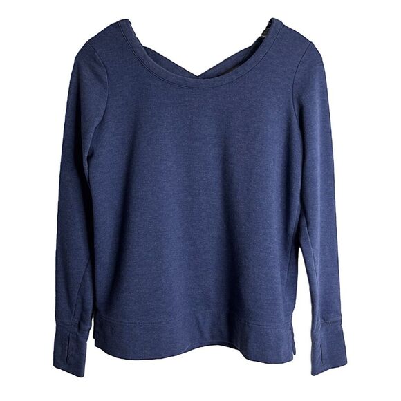 Old Navy Active Women's Sweatshirt XS Navy Blue Lattice-Back Go-Dry Long Sleeve - Picture 1 of 9